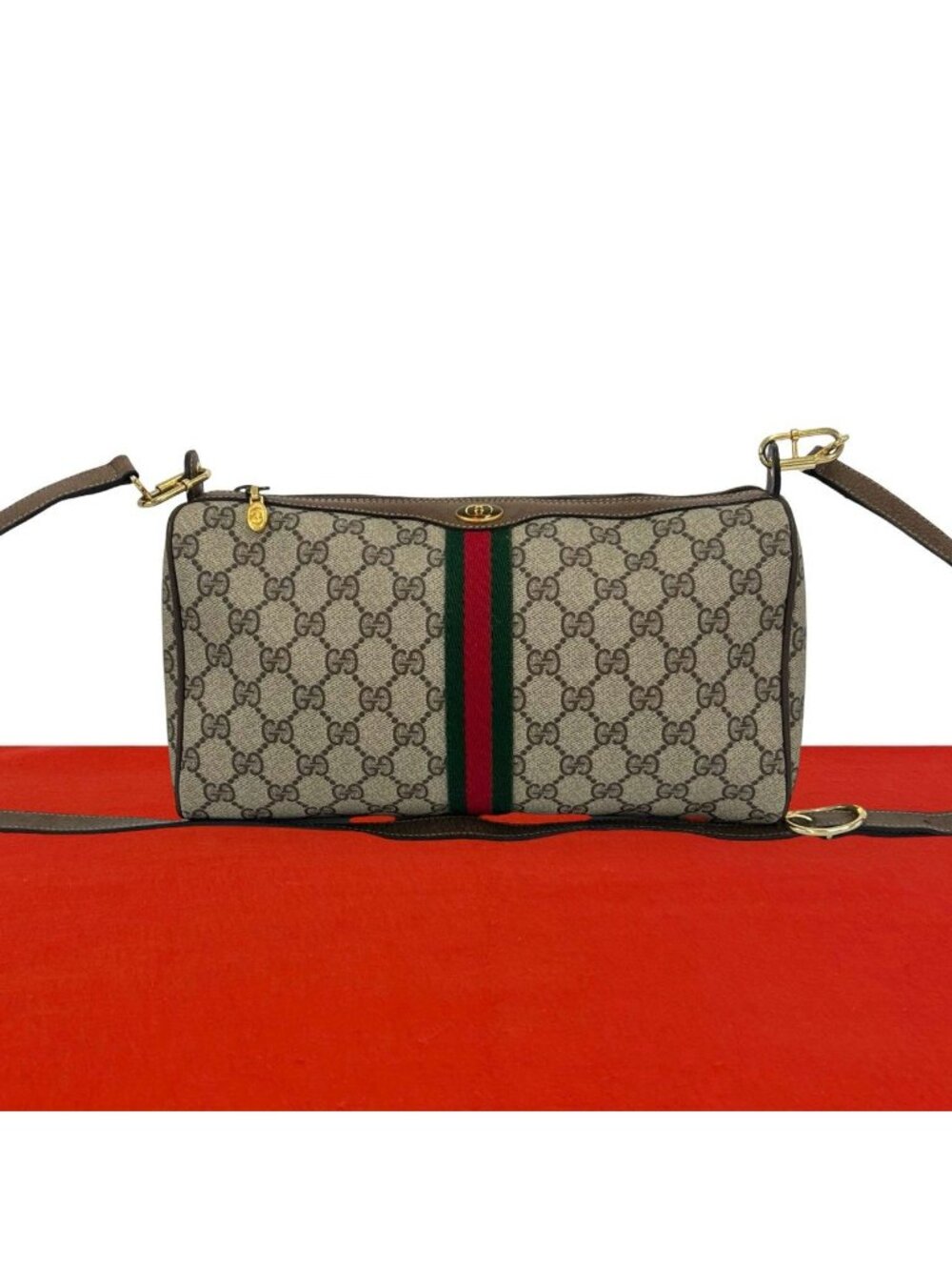 Gucci Vintage Sherry Line GG Pattern Logo Leather Shoulder Bag Pochette Brown